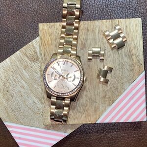 Fossil Women's Gold-Tone Watch with Crystal Accents